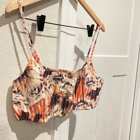 Anthropologie Button-Front Floral Striped Button-Front Cropped Tank Medium NWT - Picture 5 of 12